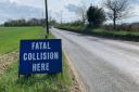 At the scene of the crash in Colkirk, near Fakenham, where a motorcyclist in his 70s died on Wednesday