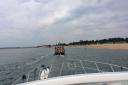 A photo, taken from Janolian, of the lifeboat towing her in. Picture: supplied by John Mitchell