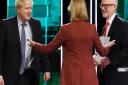 Handout photo issued by ITV of newscaster Julie Etchingham, Boris Johnson and Jeremy Corbyn after the Election head-to-head debate on ITV, prior to the General Election on December 12.  Pic: ITV/PA Wire