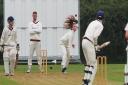 Fakenham B team opening bowler Raiya Newell in action against Beeston on in the Norfolk League on Saturday Picture: MIKE WYATT