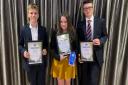Norfolk grassroots cricket awards - Rising Star (L-R) Runner up – Will Hurrell, winner – Niamh Rushton, runner up – Jamie Pywell