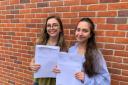 Amelia Zahid (right) and Maisie Tye at Dereham Sixth Form College on August 17 to get their A-level results