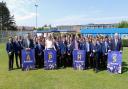 Staff and pupils at Alderman Peel High School in Wells celebrating its Ofsted result