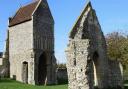The remaining buildings of the Burnham Norton Friary, home to Carmelite friars. The gatehouse, left, and the only surviving part of the church, the west gable. Picture: DENISE BRADLEY