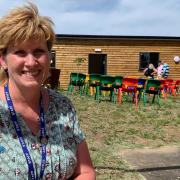 Jane Skeet, treasurer for The Friends of Burnham Market Primary School, with the new building she helped to fund