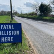 At the scene of the crash in Colkirk, near Fakenham, where a motorcyclist in his 70s died on Wednesday