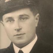 George Henry Shepherd Jones pictured on commissioning as a Sub-Lieutenant (Air) in the RNVR in 1944