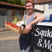 Annie Vanstone at her new shop Squidgy and Moo in East Rudham selling local produce.