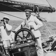 King George V at the helm of the racing yacht Britannia. Picture: Matthew Usher.
