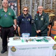 From left, Nathan Liberman, Rachel Hillier and Andrew Barlow at a 'recruitment roadshow' for more community first responders (CFRs) Sheringham.