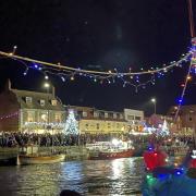 The Christmas flotilla as part of the Wells Christmas Tide Festival