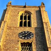 The tower and clock at Fakenham Parish Church - The clock will stop as work is carried out to automate it