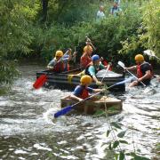 A scene from a cardboard raft race at a previous Active Fakenham Week