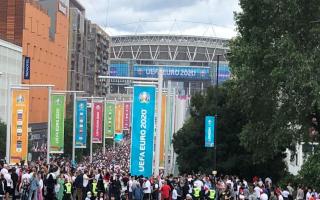 Ian Odgers, of Dereham, is watching the Euro 2020 final at Wembley - pictured is his arrival