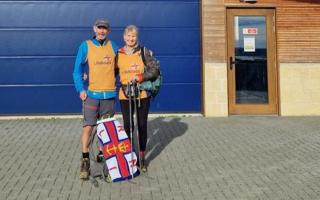 A couple walking the UK coastline have visited Wells lifeboat station